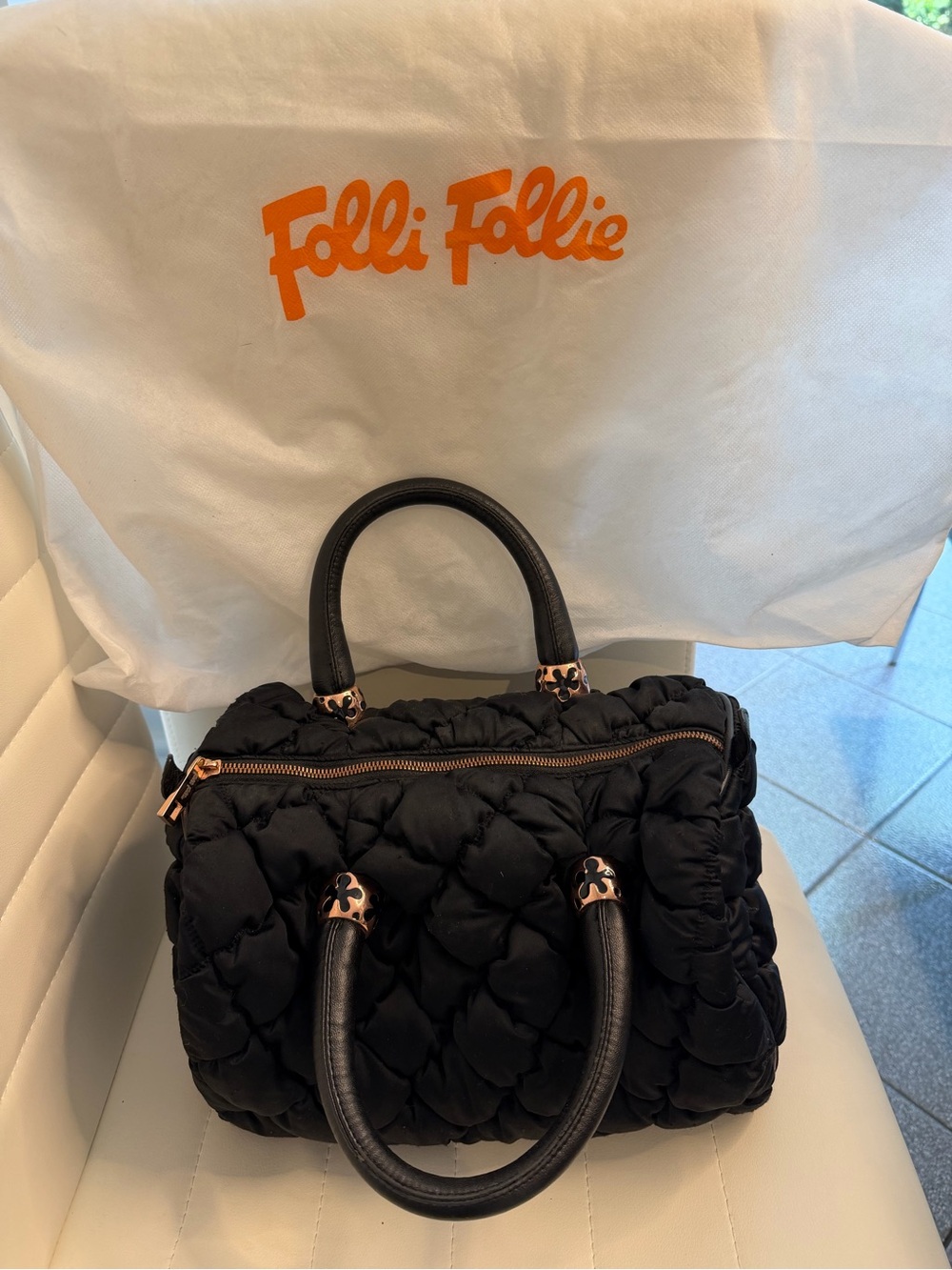 Folli Follie Black Quilted Satchel Bag